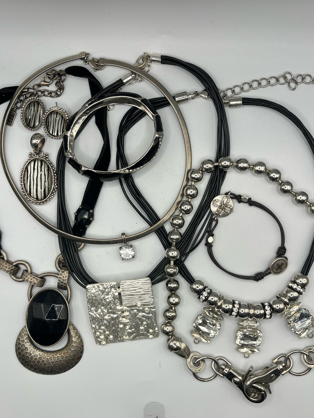 Women’s Silver and Black Mixed-Metal Jewelry Lot